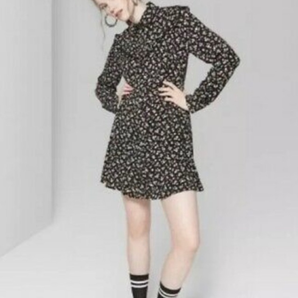 WILD FABLE- Black Floral Shift Dress, Size L